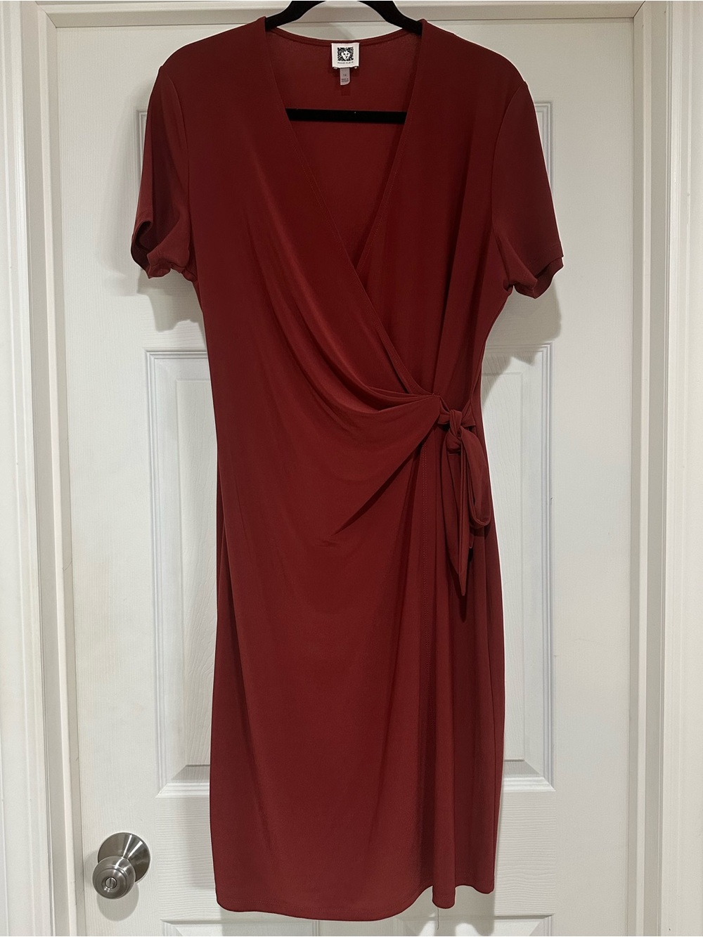 Anne Klein Brick Red Wrap Midi Dress Size 14